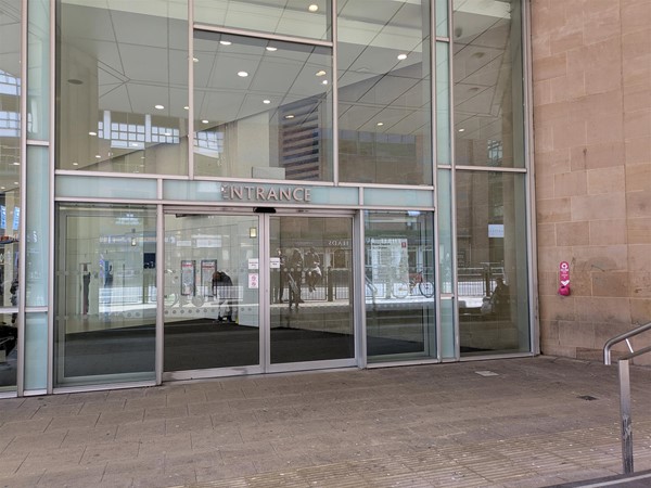 Image of entrance to bus station