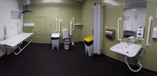 Panoramic view of the changing place, Indoor Market, Macclesfield - sorry the tracking isn't shown very well!