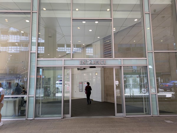 Image of entrance to bus station