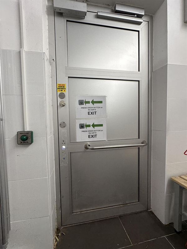 Image of accessible toilet door from the inside