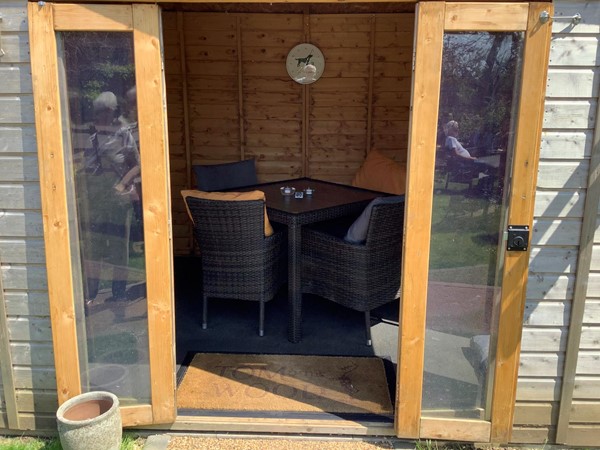 You can hire for the day one of the three wooden chalets for your small party or drinks