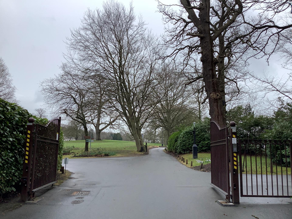 From the mansion, we suggest you drive round the park, as it is quite a walk otherwise, so follow back towards the main gate at start of the driveway