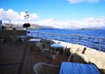 Outdoor seating overlooking the loch