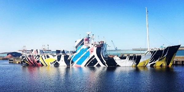 Photo of the dazzle ship.