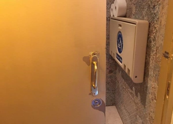 Sliding door to the disabled toilet.