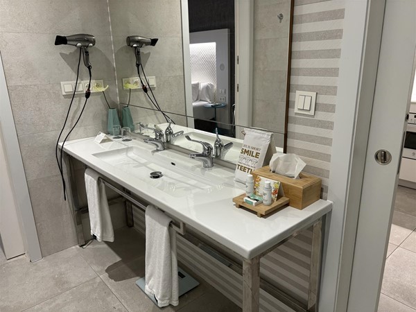 Inside a hotel bathroom