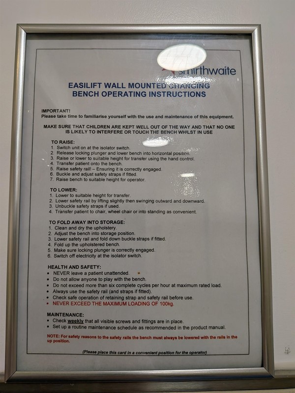 image of the instructions for the changing bench