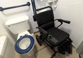 This is the accessible loo in the X-ray department. Lovely and clean but rather small with no space to turn round. You can see the door edge towards the bottom right and the photo was taken with someone's back to the wall. There may be other accessible loos in the department but I was shown to this one.