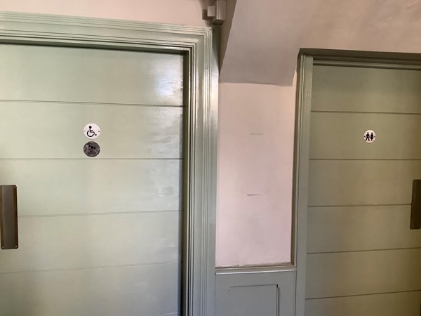 The toilets are basic, one marked for disabled