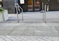 Image of stairs leading to Bar+Block next to the hotel entrance