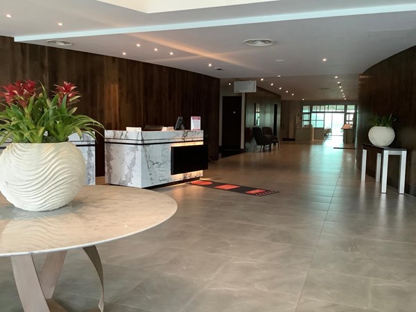 Hotel reception area towards fitness suite