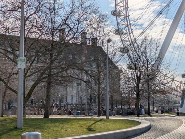 Image of the london eye and the path leading to it.