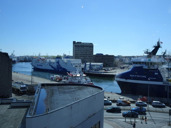 View of Aberdeen harbour from Level 3 of the Museum