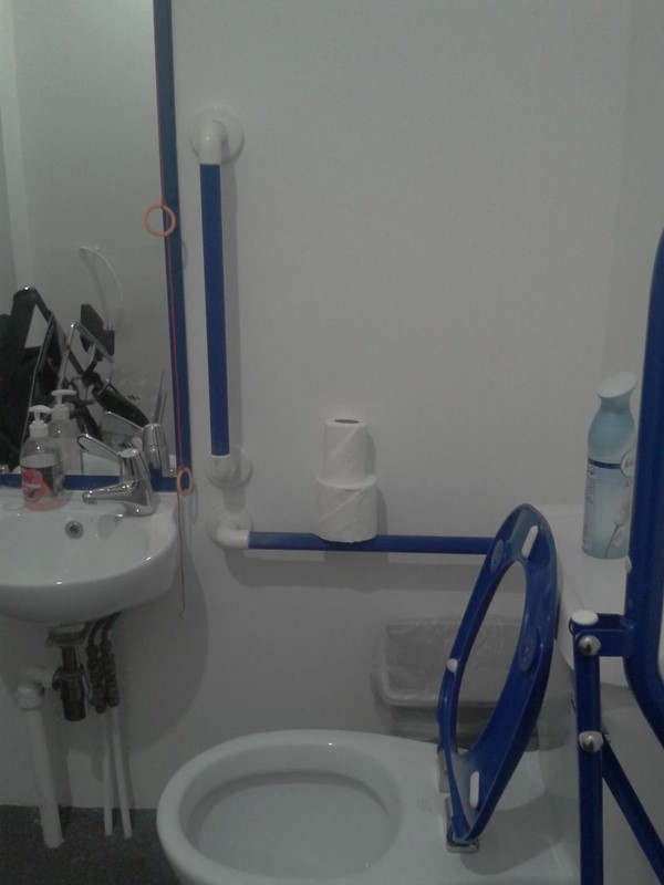 Accessible toilet with short emergency cord