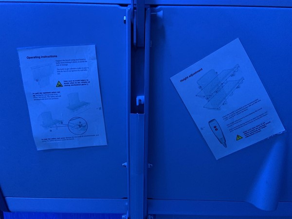 image of instructions on the underside of the fold-down changing bench in the Changing Places toilet