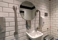 Image of sink with silver grabrails on either side