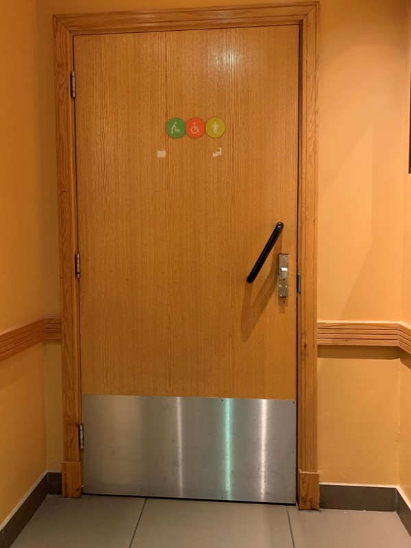 View or accessible toilet door