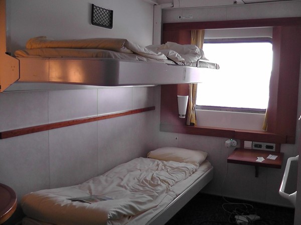 Beds in cabin with sea view