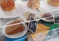 Freshly made scones, three varieties. The cheese one had a dash of cayenne - delicious.