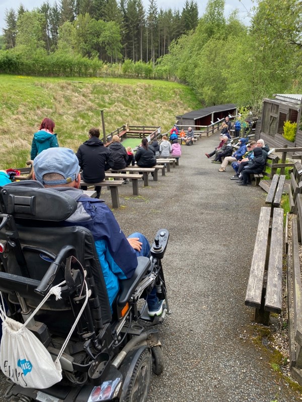 Image of people in an outdoor seating area