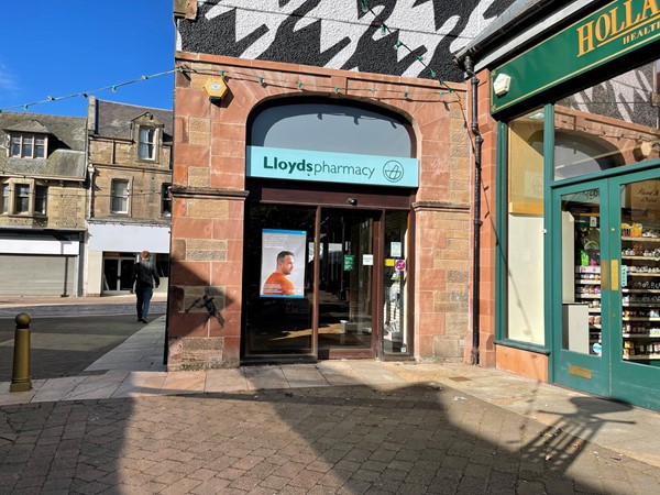 The entrance to Lloyds Pharmacy in Galashiels