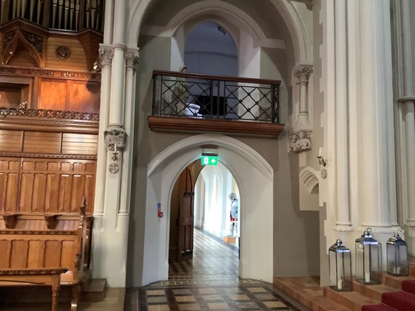 8 corridor into church