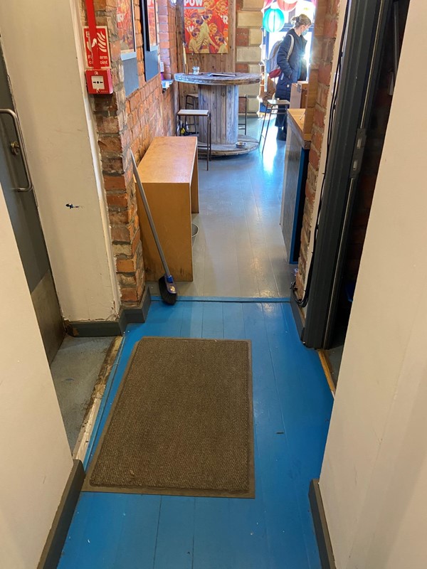 Picture of a doormat in a corridor