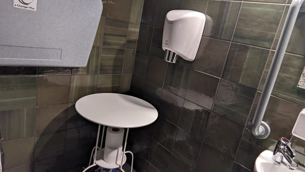 Other side of the bathroom with changing table