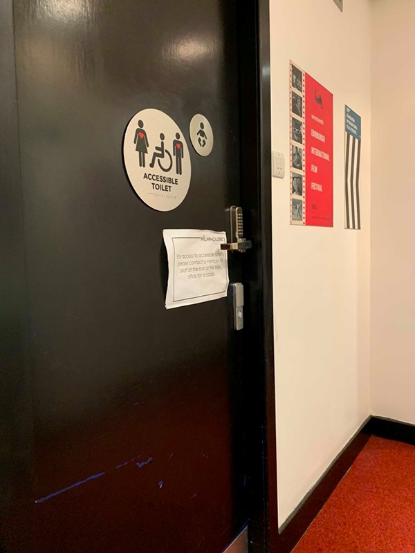 Outside of accessible toilet (also a baby change)