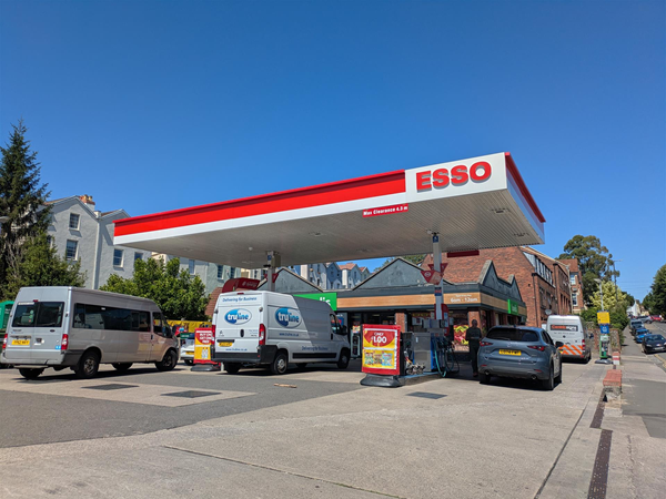 Image of entrance to Esso forecourt