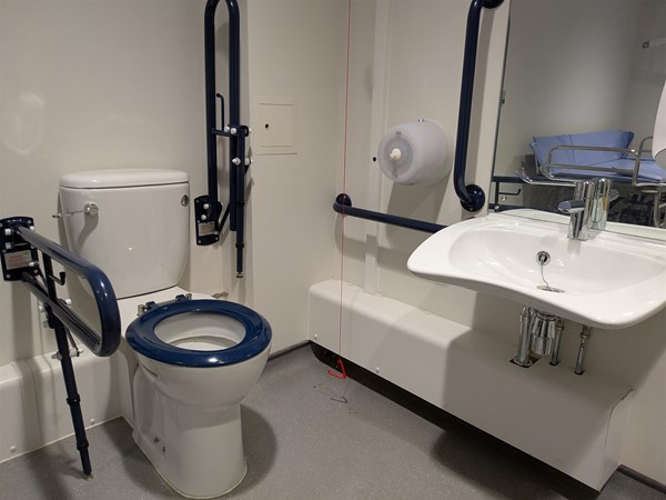 Image of Changing Places toilet at Aerospace showing toilet and sink