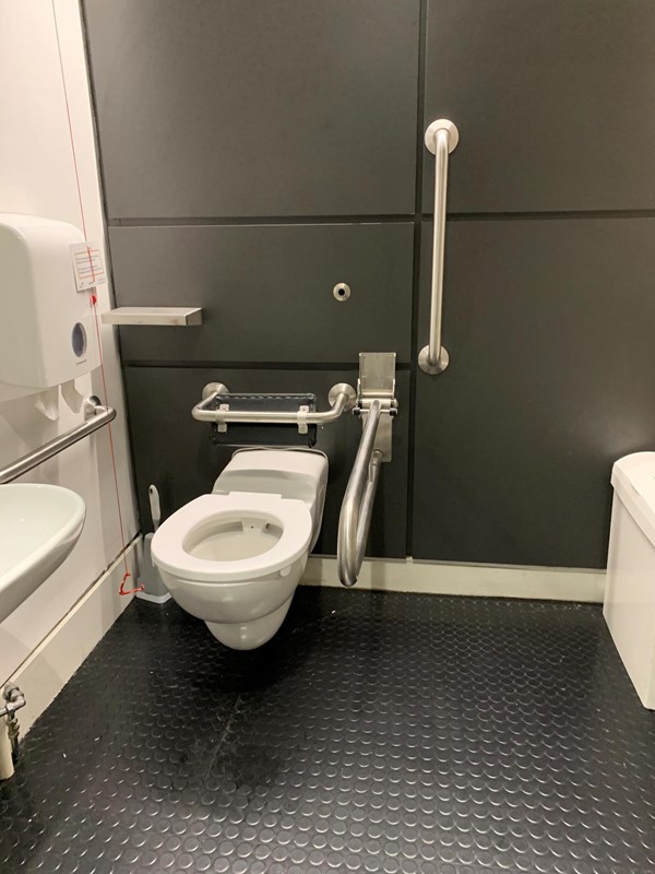 Accessible toilet next to the ramp