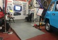 Image of one of the exhibit areas with a ramp up to it.