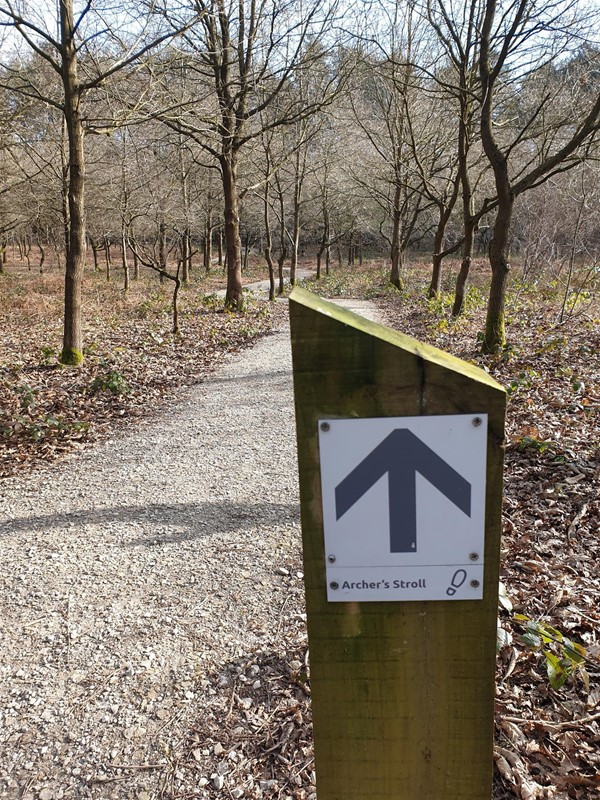 Image of a trail marker on a post.