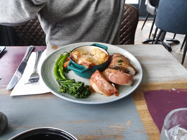 Chicken stuffed with haggis.