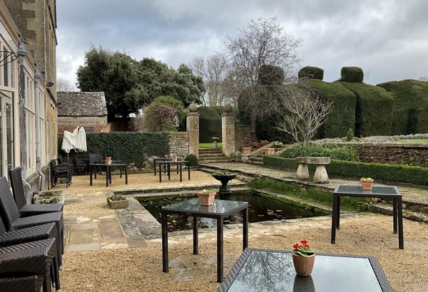 The garden terrace beautiful though it is, was not wheelchair friendly, far to many steps