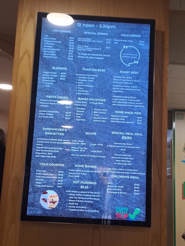 Image of a menu mounted on a wall