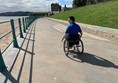 Paul wheeling along the new walkway at Broughty Ferry Beach