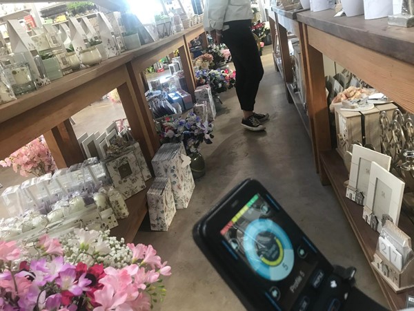 Image showing the width of one of the aisles in the shop area.