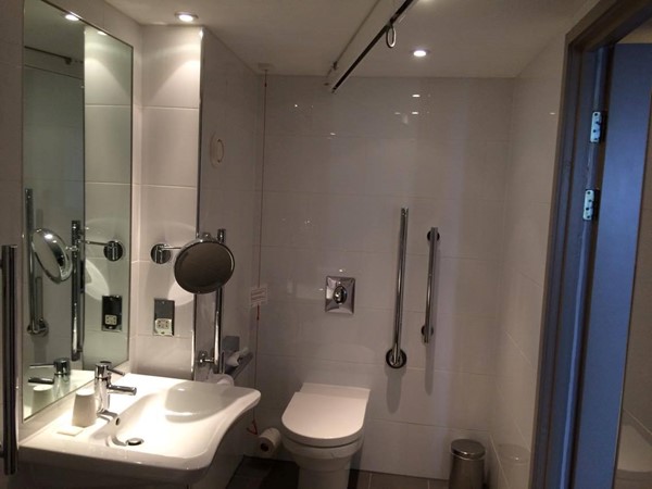 Accessible  bathroom with hoist  at Crowne Plaza, Glasgow
