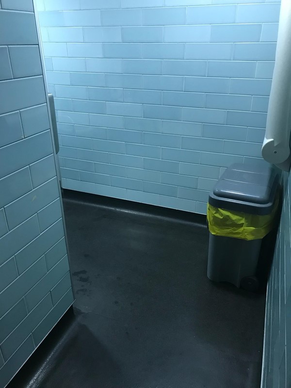 Sharp turn into the accessible toilets