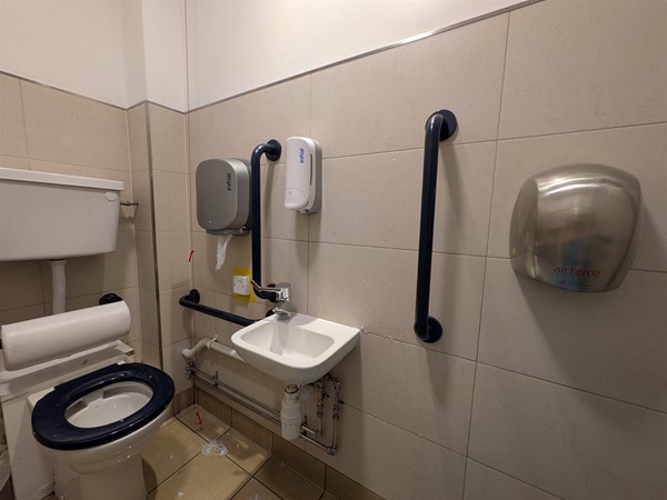 in the right accessible bathroom on the first floor