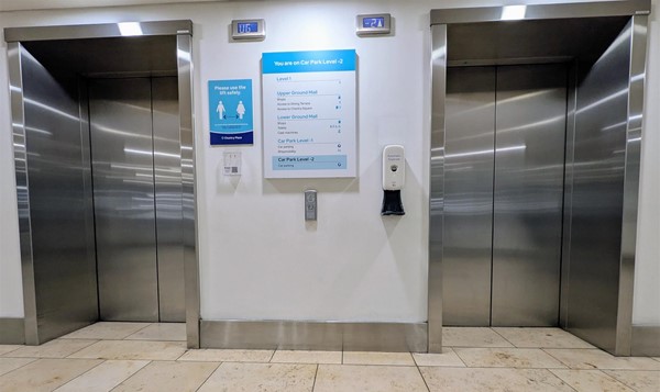 Image of lift bank to shopping centre