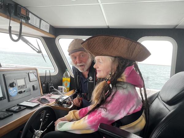 Image of two people in a boat cabin
