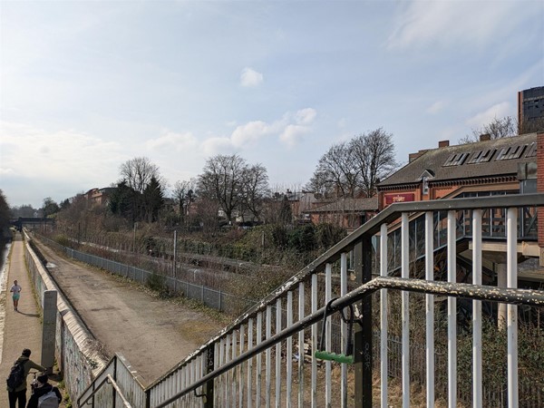 Image of stairs to the canal path near the station
