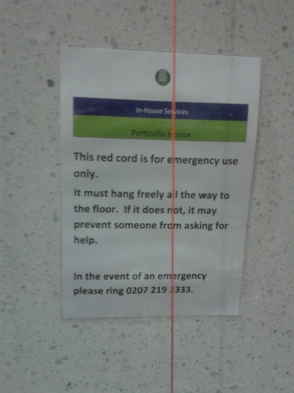 Portcullis House red cord notice