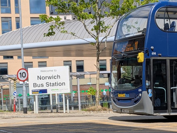 Image of Norwich Bus Station with bus