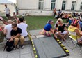 Ramps onto grassy areas for wheelchair users.