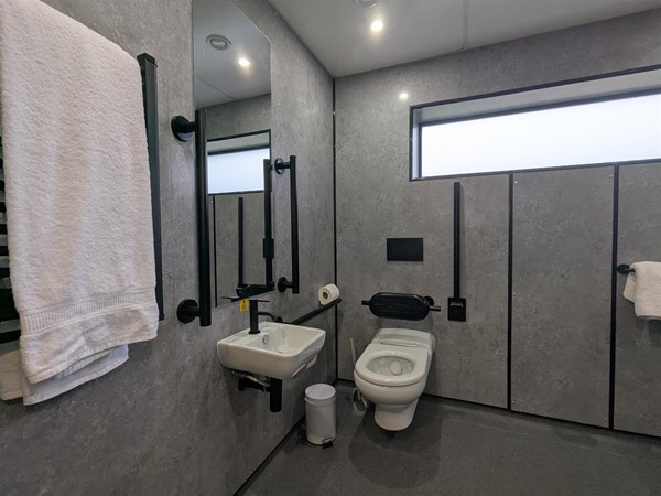 Image of wet room bathroom in accessible cabins