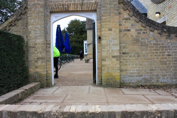 Top of ramp to restaurant and looking through to path and entrance